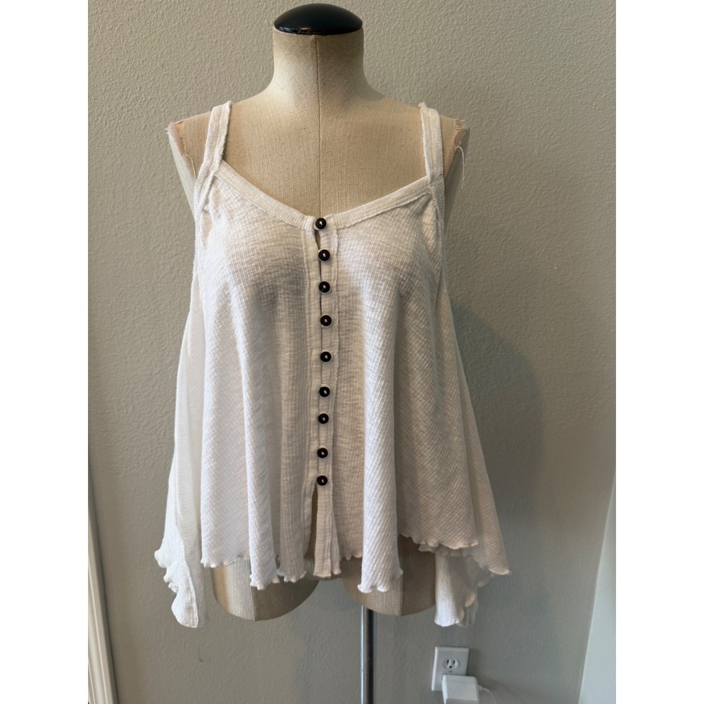 We The Free Free People Women's S White Gauze Button Front Flowy Tank Top